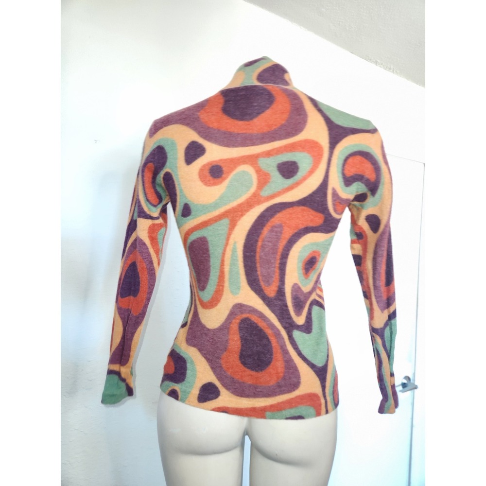Autumn Cashmere Limited Edition M Pure Cashmere Psychedelic Swirl Turtleneck - Picture 4 of 7